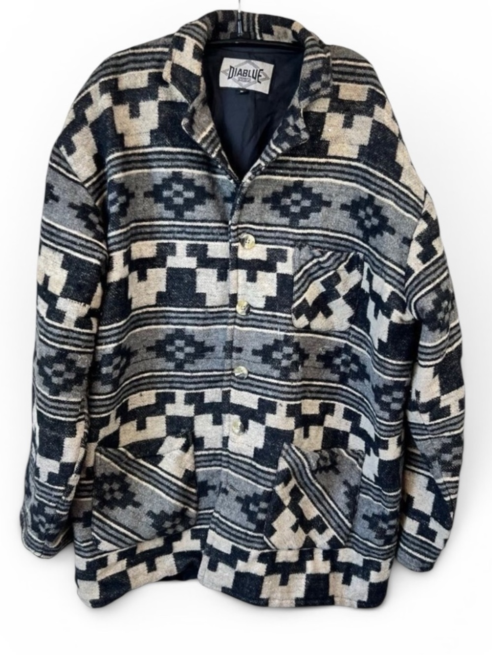 Vintage Aztec Patterned Wool Blazer